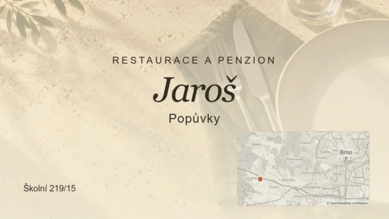 Restaurace a penzion Jaroš, Popůvky – přehledový náhled s mapou polohy u Brna