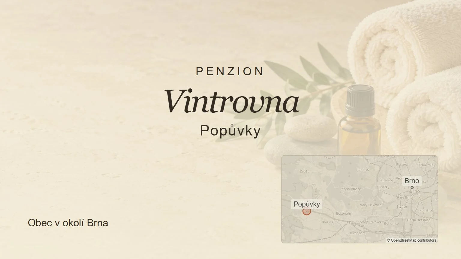 Penzion Vintrovna, Popůvky – tematický náhled s orientační mapou obce u Brna