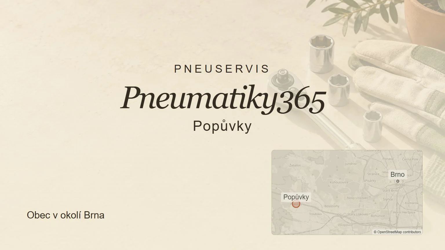 Pneuservis Pneumatiky365, Popůvky – tematický náhled s orientační mapou obce u Brna