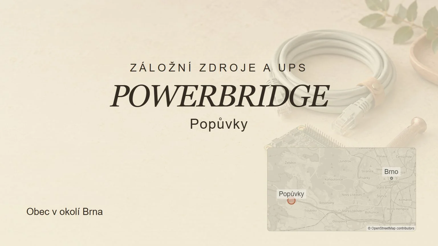 Záložní zdroje a UPS POWERBRIDGE, Popůvky – tematický náhled s orientační mapou obce u Brna