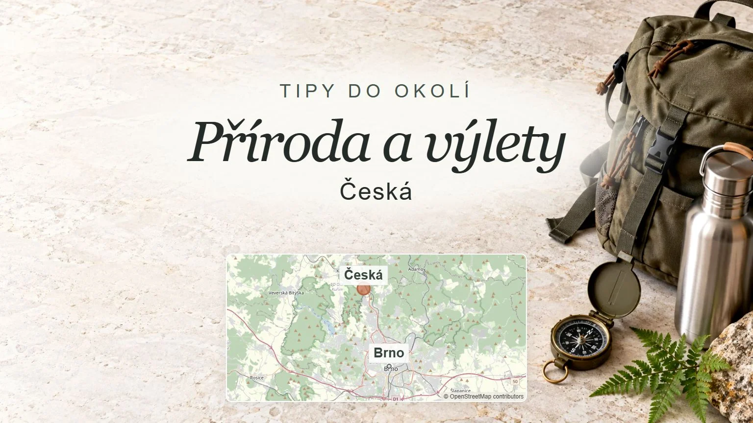 Příroda a výlety, Česká – obecný tematický motiv oboru a orientační mapa obce u Brna