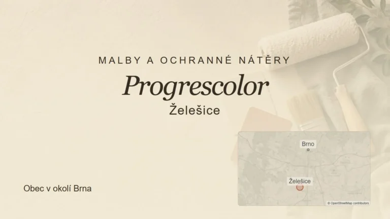 Malby a ochranné nátěry Progrescolor, Želešice – tematický náhled s orientační mapou obce u Brna