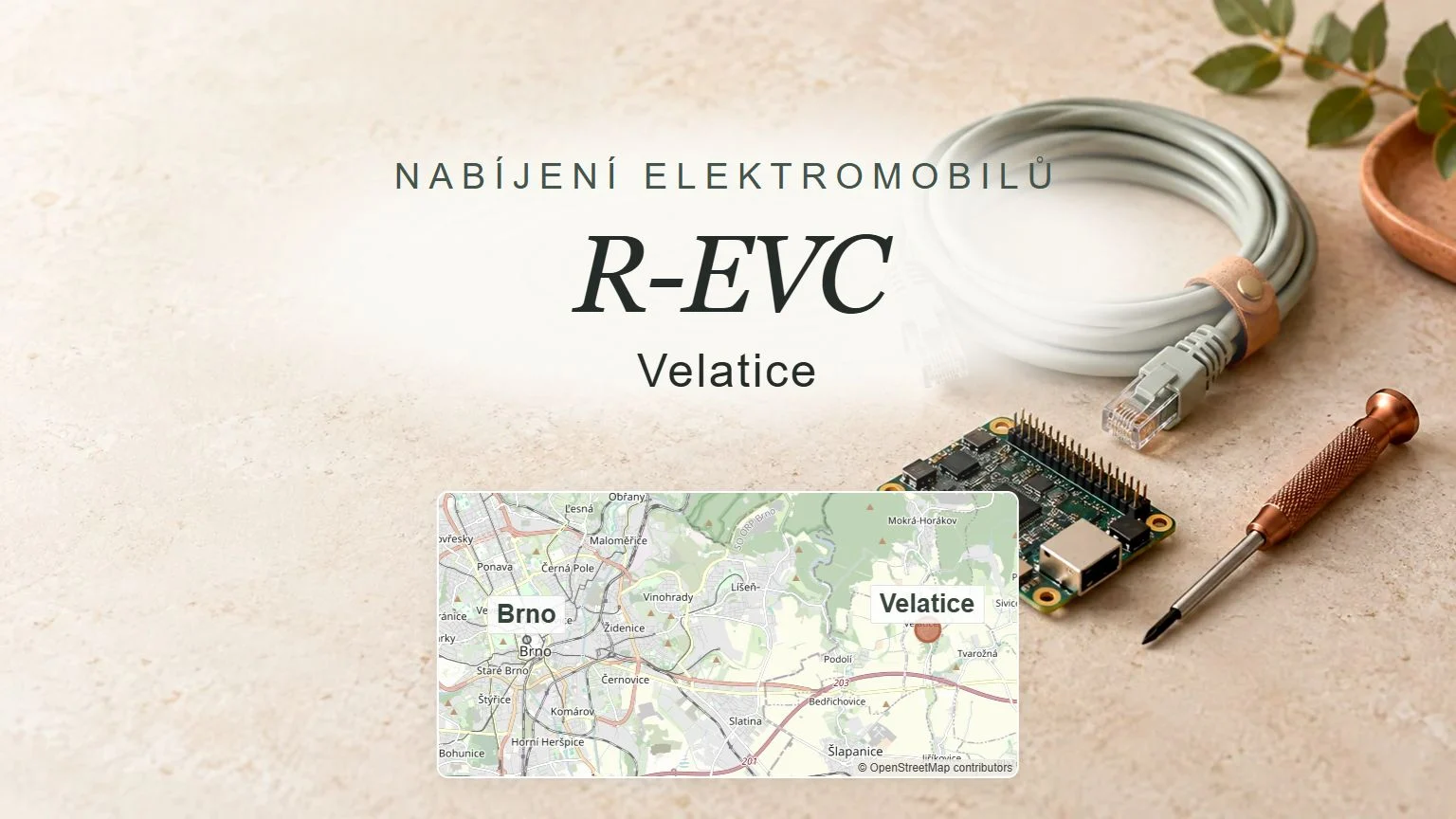 R-EVC, Velatice – obecný tematický motiv oboru a orientační mapa obce u Brna