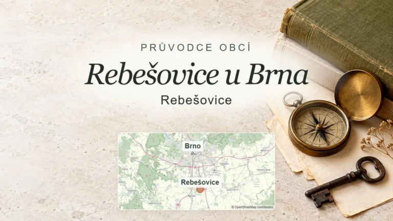 Rebešovice u Brna, Rebešovice – obecný tematický motiv oboru a orientační mapa obce u Brna