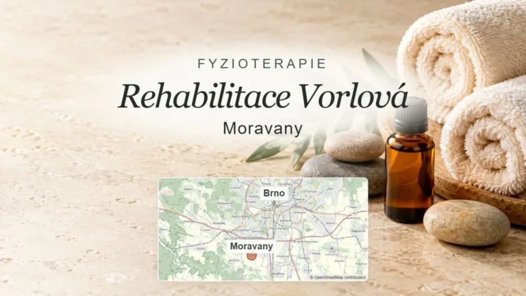 Rehabilitace Vorlová, Moravany – obecný tematický motiv oboru a orientační mapa obce u Brna