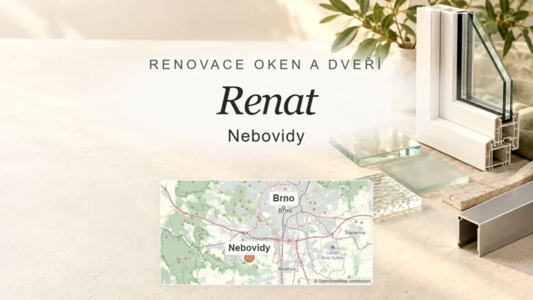 Renat, Nebovidy – obecný tematický motiv oboru a orientační mapa obce u Brna