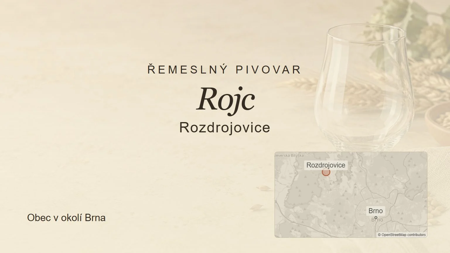 Řemeslný pivovar Rojc, Rozdrojovice – tematický náhled s orientační mapou obce u Brna