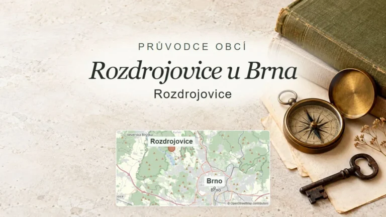 Rozdrojovice u Brna, Rozdrojovice – obecný tematický motiv oboru a orientační mapa obce u Brna