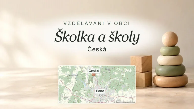 Školka a školy, Česká – obecný tematický motiv oboru a orientační mapa obce u Brna