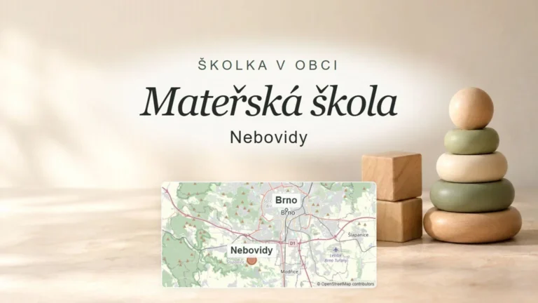 Mateřská škola, Nebovidy – obecný tematický motiv oboru a orientační mapa obce u Brna