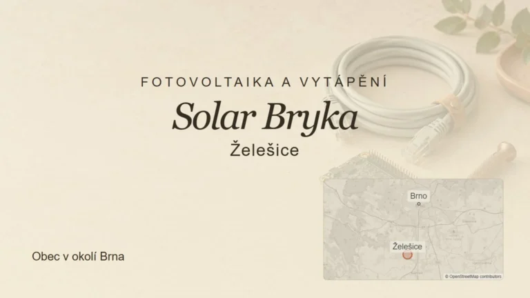 Fotovoltaika a vytápění Solar Bryka, Želešice – tematický náhled s orientační mapou obce u Brna