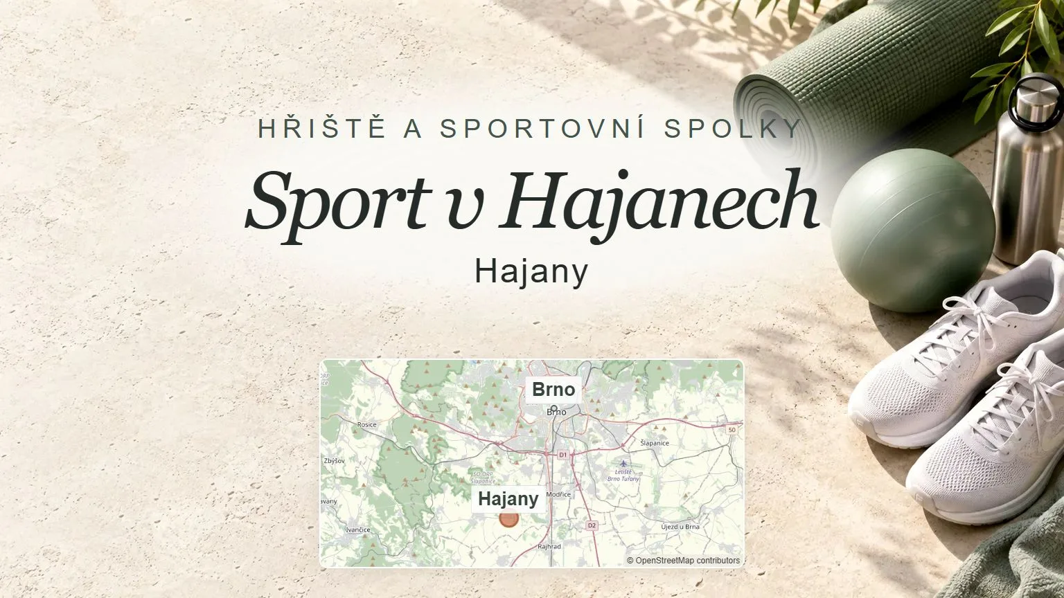 Sport v Hajanech, Hajany – obecný tematický motiv oboru a orientační mapa obce u Brna