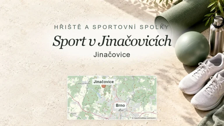 Sport v Jinačovicích, Jinačovice – obecný tematický motiv oboru a orientační mapa obce u Brna