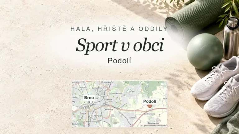 Sport v obci, Podolí – obecný tematický motiv oboru a orientační mapa obce u Brna
