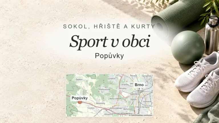 Sport v obci, Popůvky – obecný tematický motiv oboru a orientační mapa obce u Brna