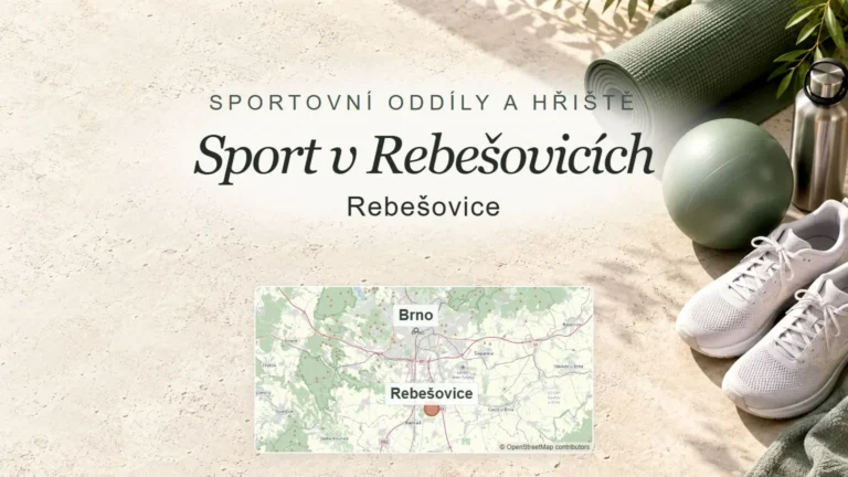Sport v Rebešovicích, Rebešovice – obecný tematický motiv oboru a orientační mapa obce u Brna