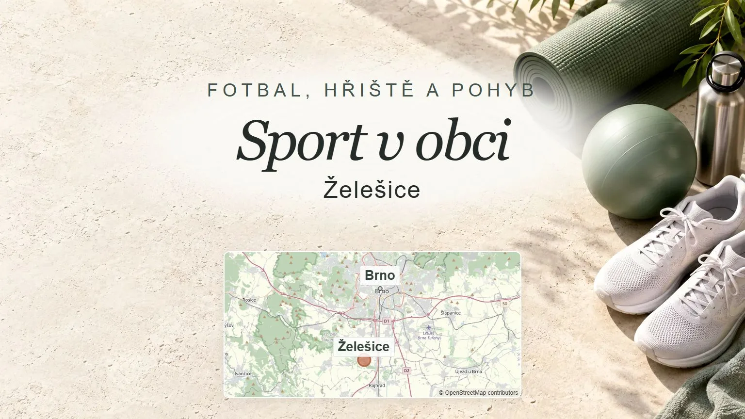 Sport v obci, Želešice – obecný tematický motiv oboru a orientační mapa obce u Brna
