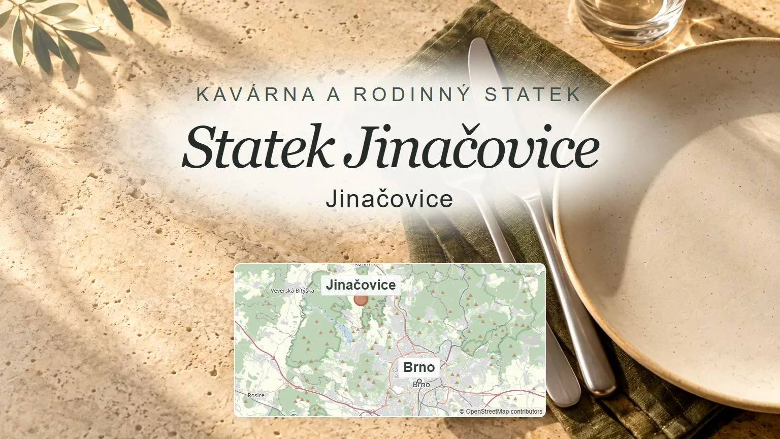 Statek Jinačovice, Jinačovice – obecný tematický motiv oboru a orientační mapa obce u Brna