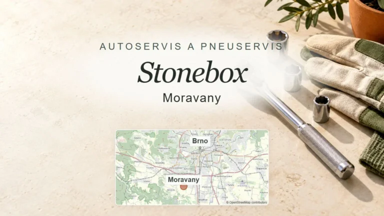 Stonebox, Moravany – obecný tematický motiv oboru a orientační mapa obce u Brna