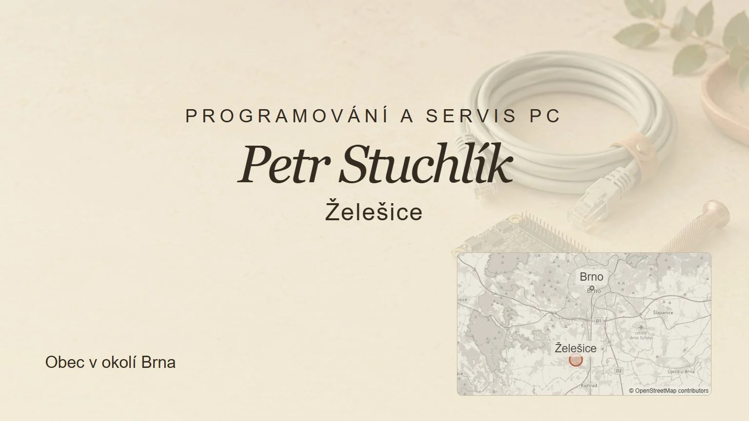 Programování a servis PC Petr Stuchlík, Želešice – tematický náhled s orientační mapou obce u Brna