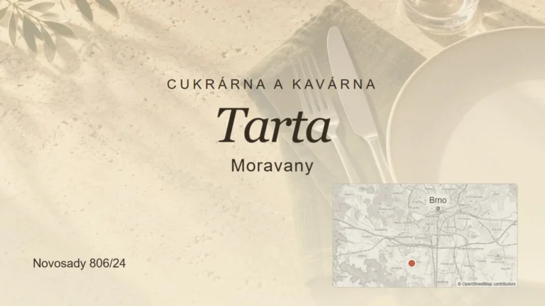 Cukrárna a kavárna Tarta, Moravany – přehledový náhled s mapou polohy u Brna