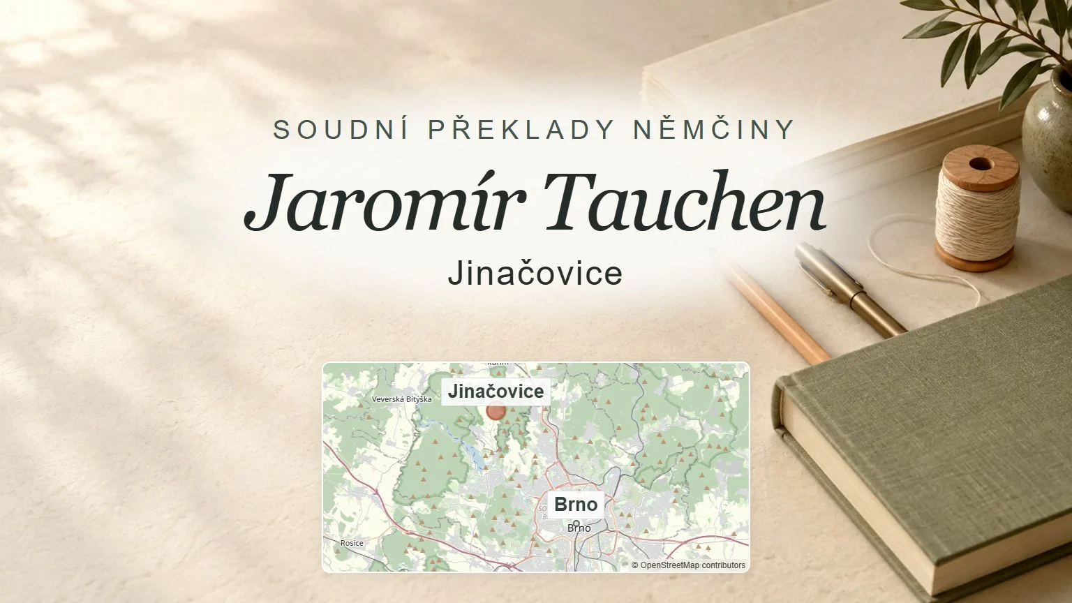 Jaromír Tauchen, Jinačovice – obecný tematický motiv oboru a orientační mapa obce u Brna