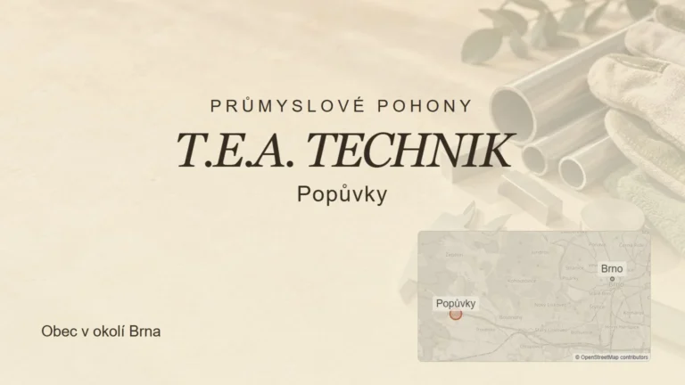 Průmyslové pohony T.E.A. TECHNIK, Popůvky – tematický náhled s orientační mapou obce u Brna