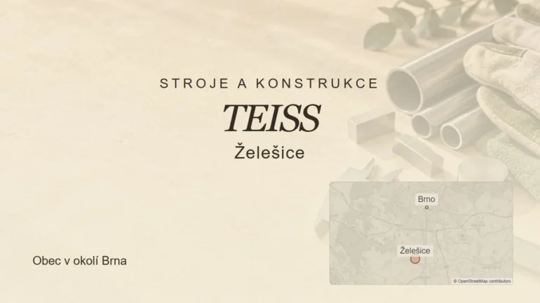 Stroje a konstrukce TEISS, Želešice – tematický náhled s orientační mapou obce u Brna