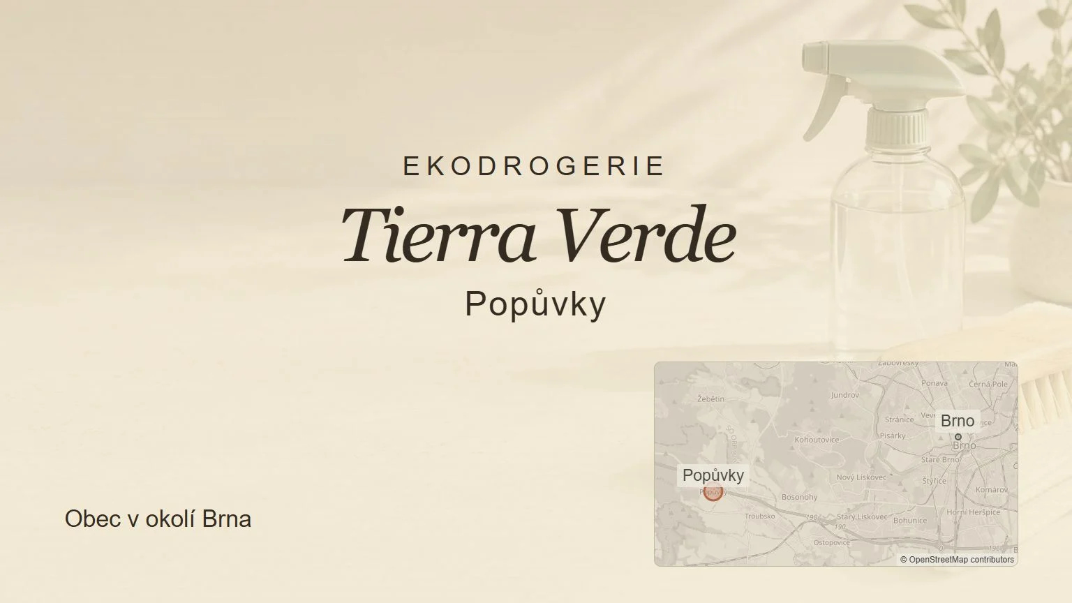 Ekodrogerie Tierra Verde, Popůvky – tematický náhled s orientační mapou obce u Brna