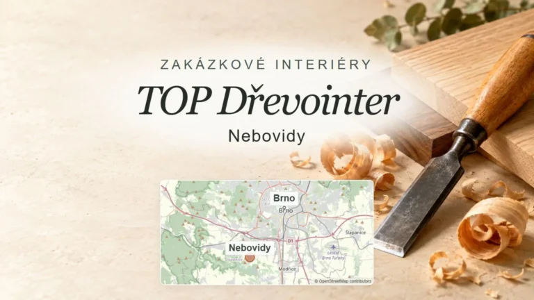 TOP Dřevointer, Nebovidy – obecný tematický motiv oboru a orientační mapa obce u Brna