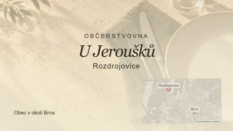 Občerstvovna U Jeroušků, Rozdrojovice – tematický náhled s orientační mapou obce u Brna