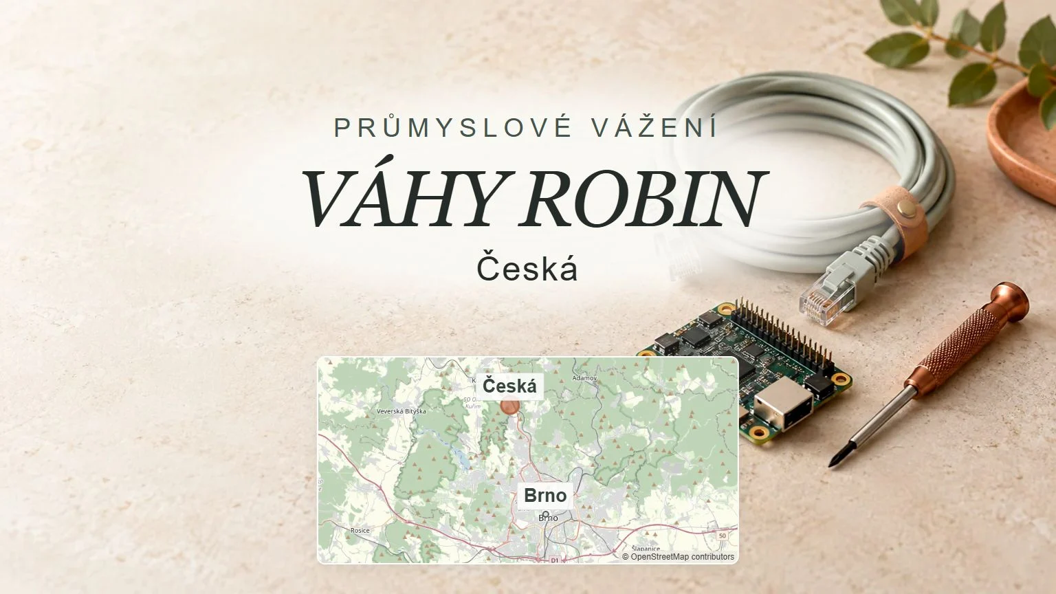 VÁHY ROBIN, Česká – obecný tematický motiv oboru a orientační mapa obce u Brna