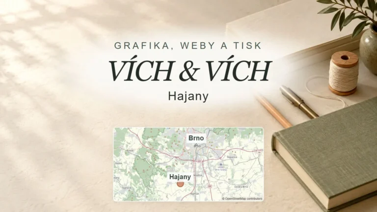 VÍCH & VÍCH, Hajany – obecný tematický motiv oboru a orientační mapa obce u Brna