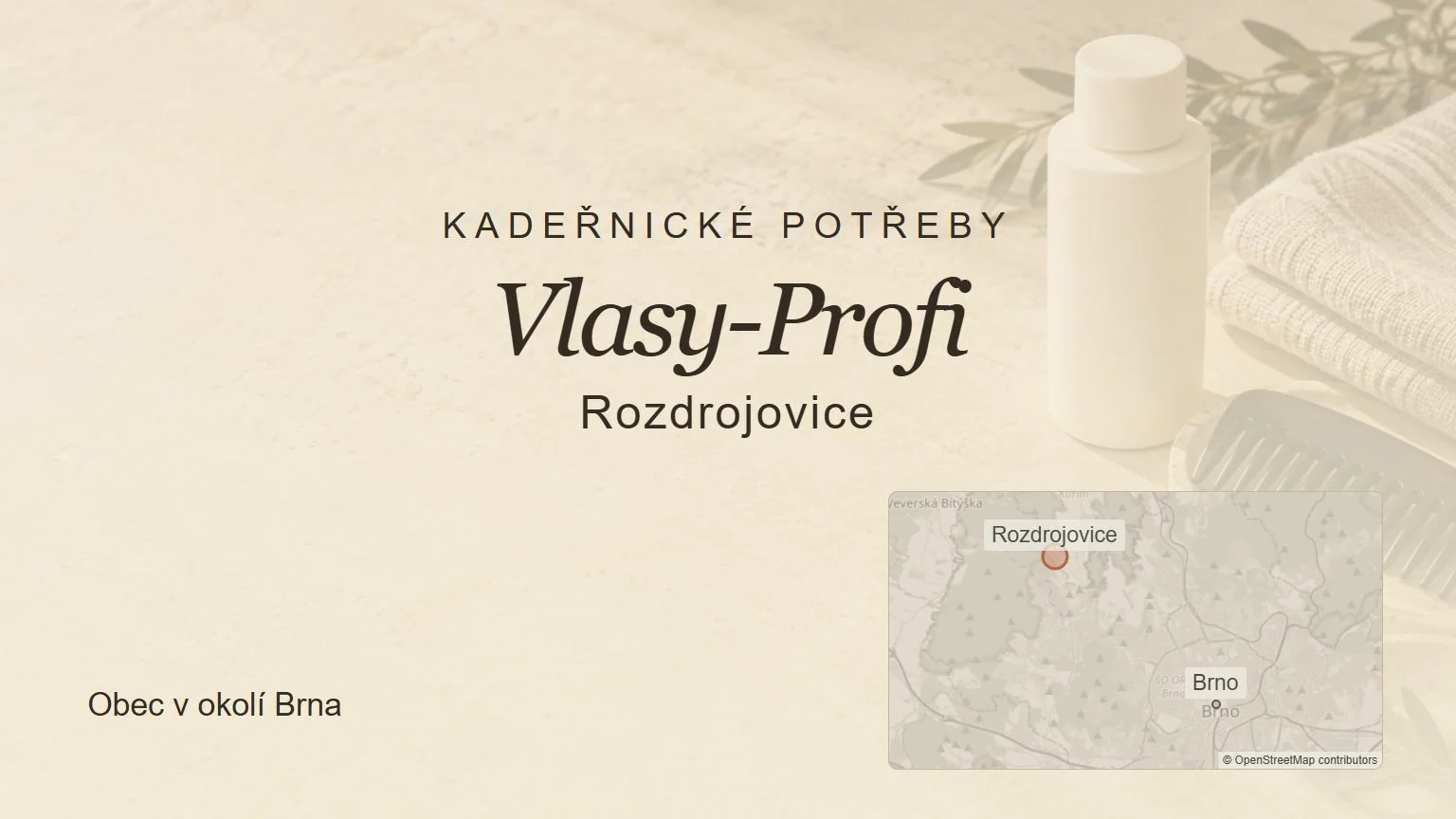 Kadeřnické potřeby Vlasy-Profi, Rozdrojovice – tematický náhled s orientační mapou obce u Brna