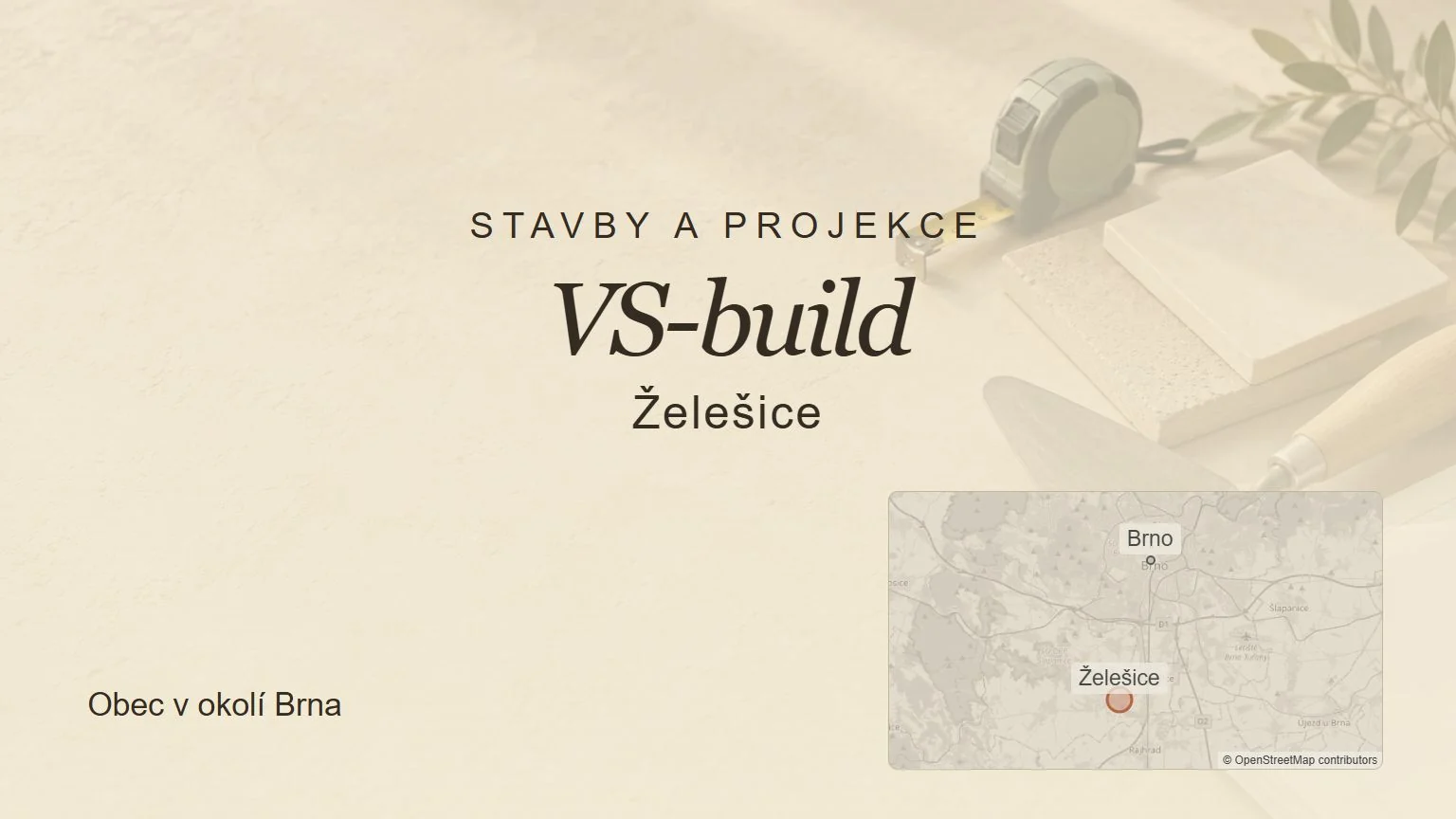 Stavby a projekce VS-build, Želešice – tematický náhled s orientační mapou obce u Brna