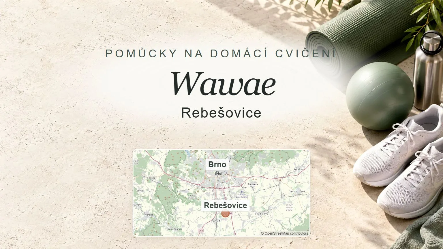 Wawae, Rebešovice – obecný tematický motiv oboru a orientační mapa obce u Brna
