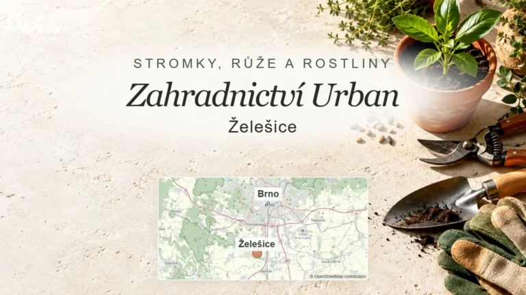 Zahradnictví Urban, Želešice – obecný tematický motiv oboru a orientační mapa obce u Brna