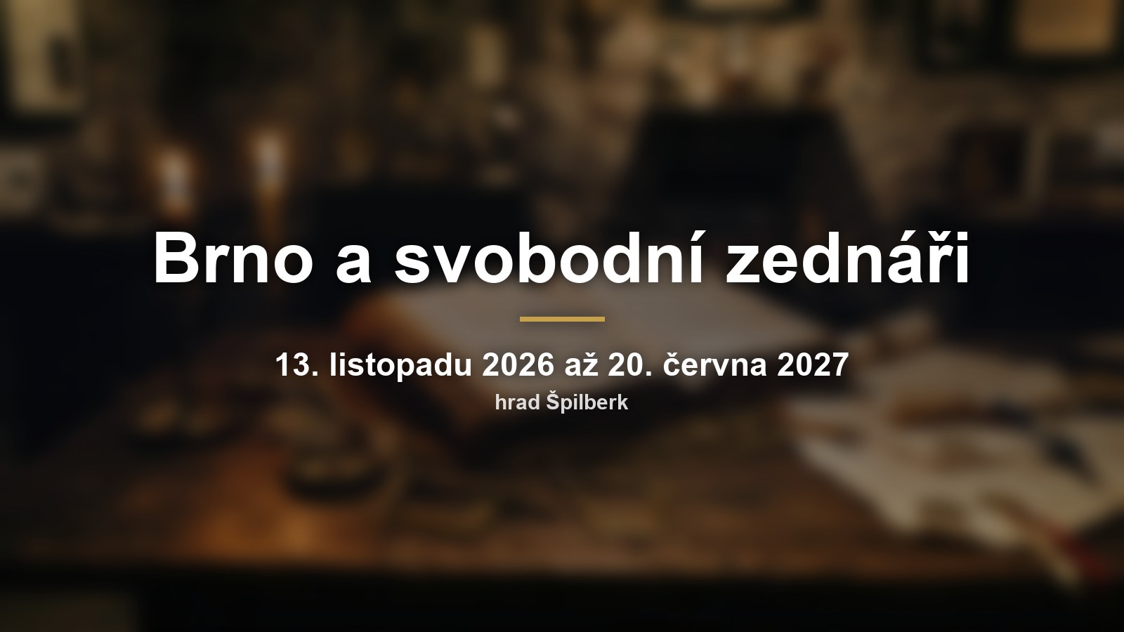 Rozmazané historické předměty s nápisem Brno a svobodní zednáři