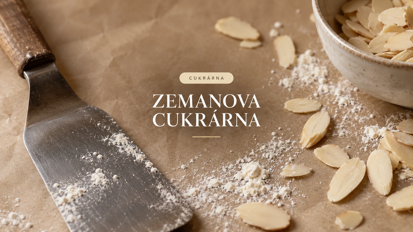 Cukrářská špachtle s moukou a mandlovými lupínky